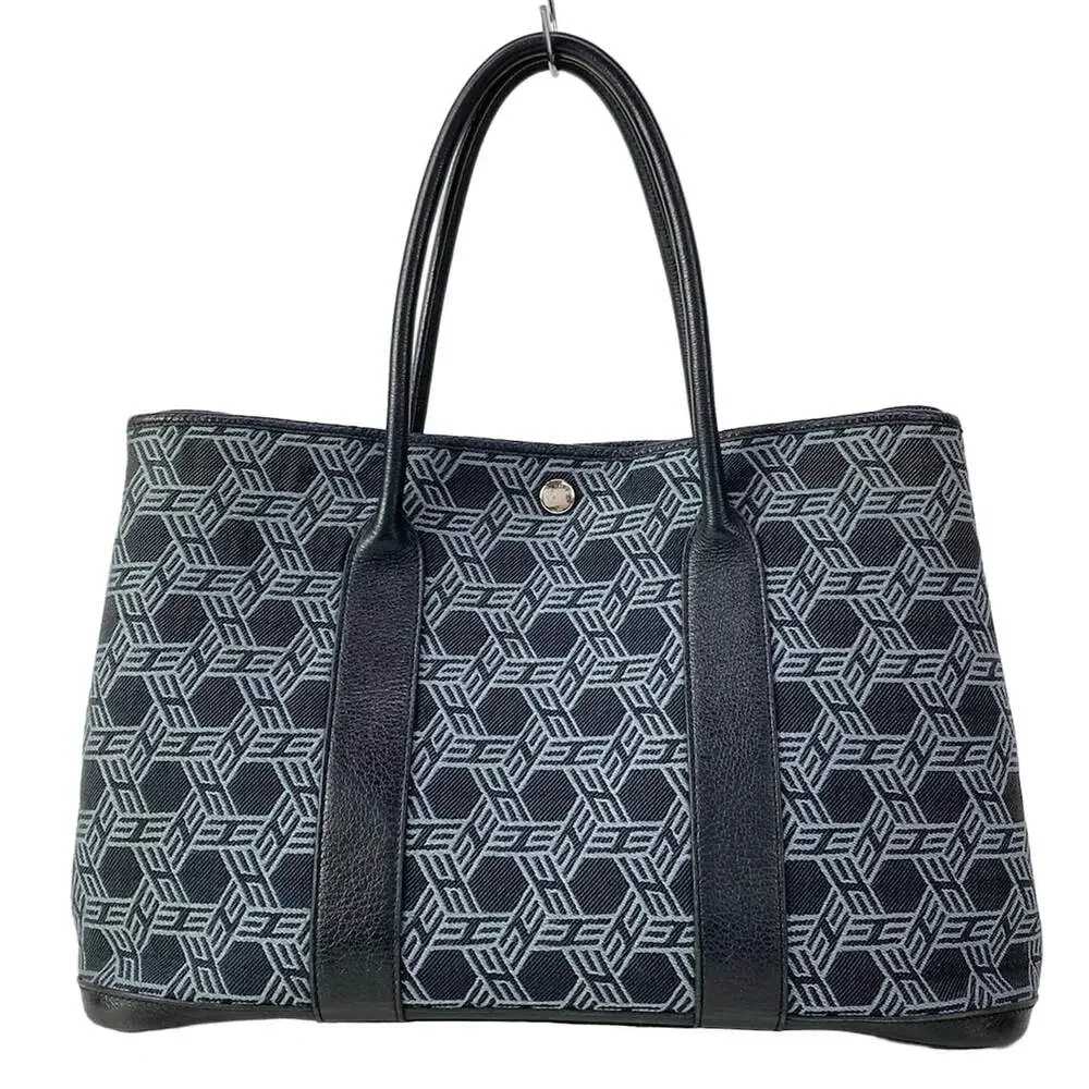 Hermès Garden Party PM Tote Bag Black Gray Toile So H Buffle